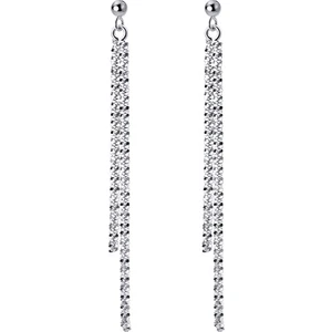 S925 Gümüş Uzun Zincirli Püskül Narin Küpe (Yurt Dışından)