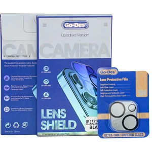 iPhone 15 Uyumlu Şeffaf Lens Koruyucu Go Des Lens Shield Cl-14 Kamera Protector