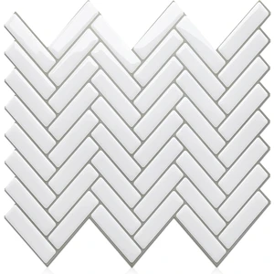 1Adet 3D Kendinden Yapışkanlı 30×30CM Kaplama Balıksırtı Beyaz Duvar Sticker Mutfak Banyo