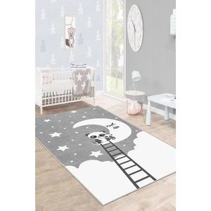 Confidence Home Makinede Yıkanabilir Kaymaz Taban Leke Tutmaz Gri Yıldız Desenli Bebek ve Çocuk Odası Halısı Oyun Matı