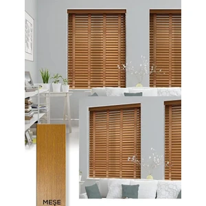 Wooden Blinds %100 Doğal Ahşap Jaluzi Perde 50mm, Alüminyum Kasalı Yüksek Kaliteli - Kurdelalı