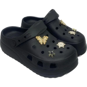 Ez 0129.01 Kadın Siyah Yüksek Taban Aksesuarlı Sandalet