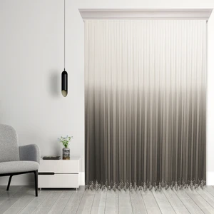 Degrade Renk Geçişli Antrasit Koyu Gri Etekleri Nakışlı 1-2,5 Orta Pile Tül Perde