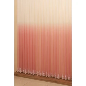 Degrade Renk Geçişli Pembe Etekleri Nakışlı 1-2,5 Orta Pile Tül Perde