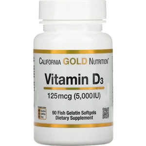 California Gold Nutrition Vitamin D3, 125 mcg (5,000 IU), 90 Fish Gelatin Softgels