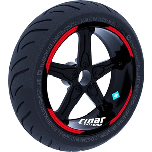 Double Stripe Tasarımlı Reflektif Kırmızı Jant Şeridi Sticker Çınar Extreme