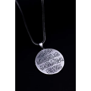 Osmanlı Gümüş  Nazar Dualı ve Ayetel Kürsi Erkek Gümüş Kolye Zincir