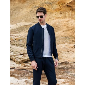 Erkek Regular Fit Çok Cepli Fermuarı Çift Taraflı Pilot Bomber Yaka Bürümcük Kumaş Rahat Spor Ceket