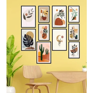 Wooden Factory 10 Parça Çerçeve Görünümlü - Salon Oturma Yatak Odası Mutfak Ofis Antre Için Tablo Seti