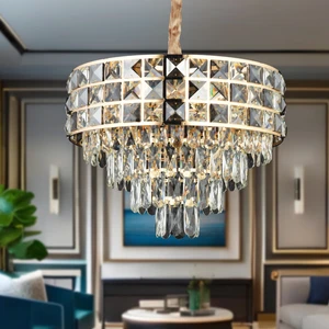 Orrel 6'lı Gold Kristal Taşlı Modern Oturma Odası Salon Sarkıt Avize