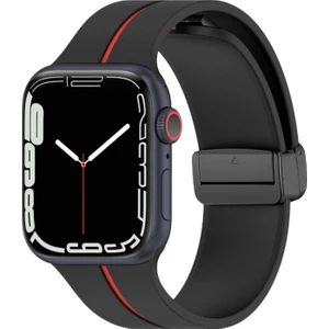 Apple Watch Ultra 2 Kordon Ribbon Line Siyah Kırmızı