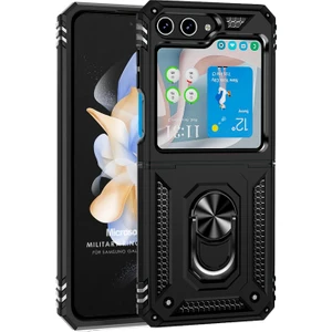 Samsung Galaxy Z Flip 5 Kılıf Military Ring Holder Siyah