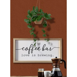Wooden Factory Kahve Köşesi Coffee Bar Love Is Brewing Ahşap Çerçeve