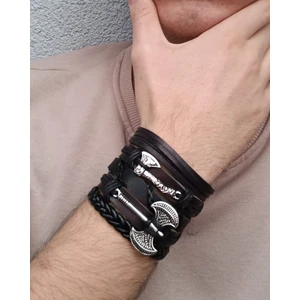 BSN Store Viking Thor İskandinav Çift Balta Charm El Yapımı 5 Adet Hakiki Deri Bileklik