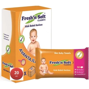 Fresh'n Soft Freshnsoft Classıc Islak Bebek Havlusu 50'li* 20 Adet
