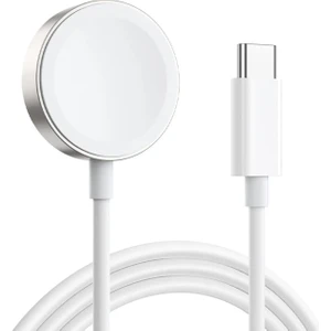 Apple Watch Series 9 41MM Masaüstü Manyetik Hızlı Şarj Aygıtı - Type-C Kablosu Beyaz