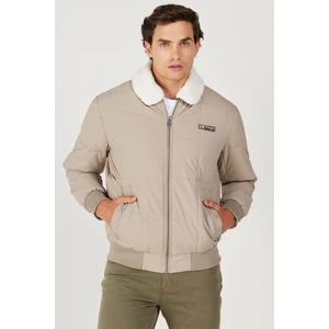 Regular Fit Normal Kesim Kahverengi Sherpa Bomber Ceket