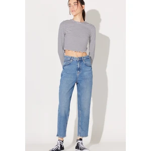 Stella Tapered Regular Fit Yüksek Bel Dar Paça Açık Mavi Esnek Jean Kot Pantolon