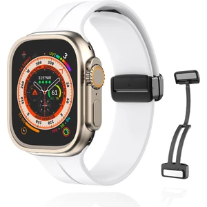 Apple Watch Serisi 9 Ultra 8 7 6 5 4 3 2 1 SE 44MM Su Geçirmez Silikon Spor Kordonu, Kolay Takma/çıkarma, Metal Manyetik özellikli