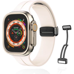 Apple Watch Serisi 9 Ultra 8 7 6 5 4 3 2 1 SE 44MM Su Geçirmez Silikon Spor Kordonu, Kolay Takma/çıkarma, Metal Manyetik özellikli