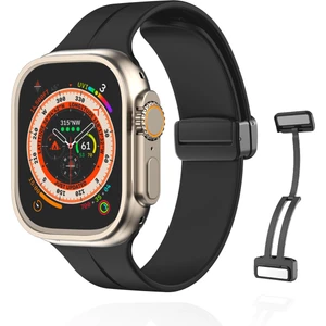 Apple Watch Serisi 9 Ultra 8 7 6 5 4 3 2 1 SE 45MM Su Geçirmez Silikon Spor Kordonu, Kolay Takma/çıkarma, Metal Manyetik özellikli