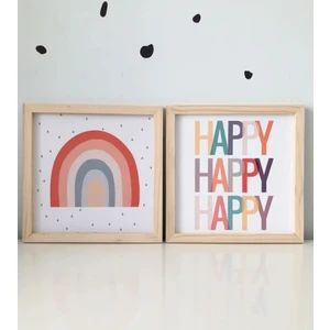 Wooden Factory  Çocuk Odası Gökkuşağı Happy Ahşap Çerçeve