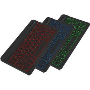 Rgb 7 Renk Bluetooth Kablosuz Türkçe Klavye - Android Ios Windows Uyumlu - Şarjlı - 10 Inç - Multimedia - Ultra Ince Tasarım
