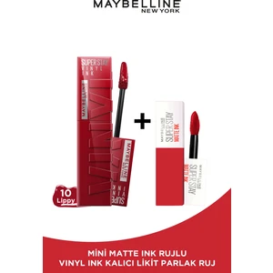 Maybelline New York Super Stay Vinyl Ink Uzun Süre Kalıcı Likit Parlak Ruj 10 Lippy & Maybelline Mini Matte Ink