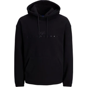 Jack & Jones Jorsilverlake Fleece Hood Erkek Siyah Sweatshirt 12242470-Black