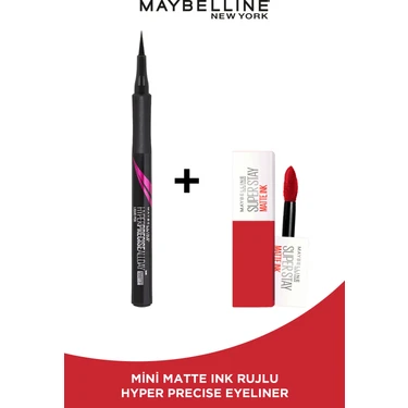 Maybelline New York Hyper Precise All Day Eyeliner - 701 Matte Onyx - Mat Siyah & Maybelline Mini
