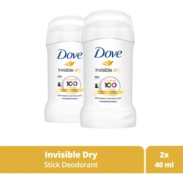 Dove Kadın Stick Deodorant Invisible Dry 1/4 Nemlendirici Krem Etkili 40 ml