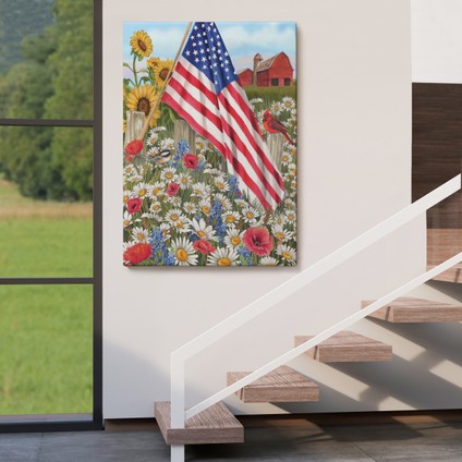 Güzel Bahçe Içierisindeki Amerka Bayrağı Duvar TABLOSU-6278 fırsatları