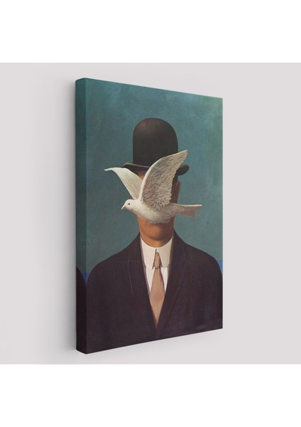 Rene Magritte Melon Şapkalı Adam Sürreal Duvar TABLOSU-6210