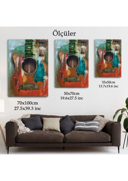 Gitar Temalı Yağlıboya Görünüm Dekoratif Kanvas Duvar Tablosu, Sanat Evi Kanvas TABLO-4976 indirimleri