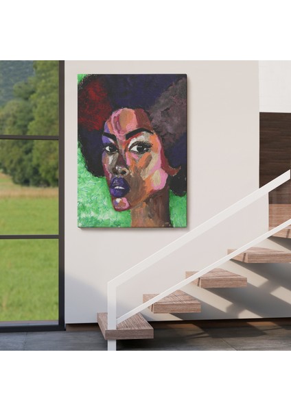 Afrikalı Kadın Portresi Pop Art Duvar TABLOSU-6004 fırsatları