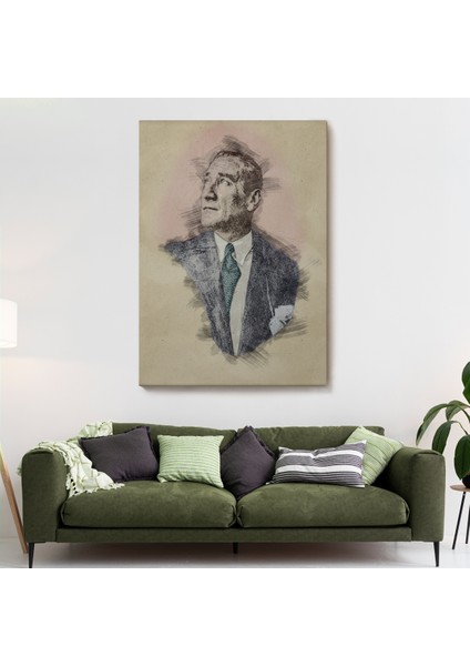 Mustafa Kemal Atatürk'ün Kalem Eskizi Portre Çizimi Dekoratif Kanvas Tablo-Dc-80 fiyatları