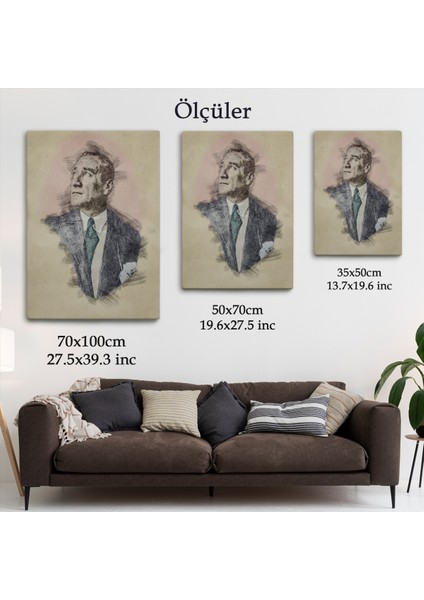 Mustafa Kemal Atatürk'ün Kalem Eskizi Portre Çizimi Dekoratif Kanvas Tablo-Dc-80 indirimleri