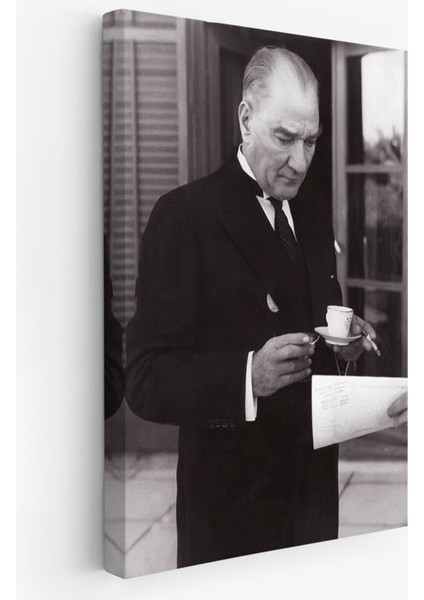 Atatürk Portre Tablosu Mustafa Kemal Atatürk Dikdörtgen Dekoratif Kanvas TABLO-FR-141