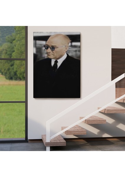 Atatürk Portre Tablosu Mustafa Kemal Atatürk Dikdörtgen Dekoratif Kanvas TABLO-FF-130