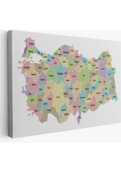 Türkiye Haritası Kanvas Tablo Eğitici ve Öretici Dekoratif Tablo Tablo 3128