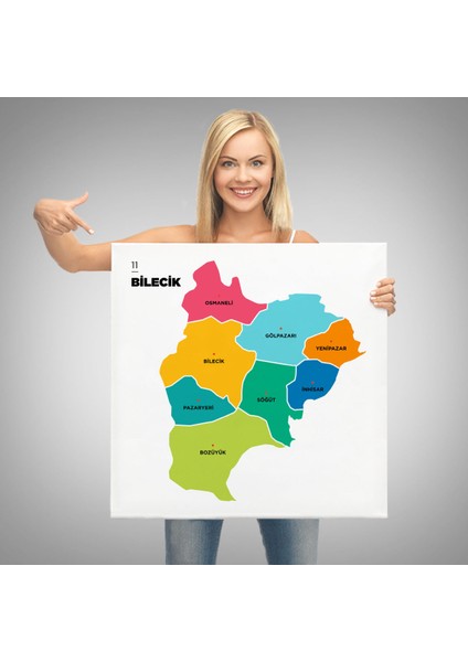 Bilecik Ili ve Ilçeler Haritası Dekoratif Kanvas Tablo 1291 modelleri