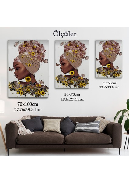 Çiçekler Içindeki Afrikalı Güzel Kadın Duvar TABLOSU-6038 indirimleri