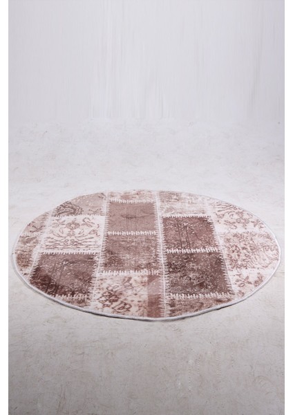 Lotto Kahve Yuvarlak 100X100 cm Banyo Paspası Kaymaz Taban Yıkanabilir Banyo Halısı modelleri