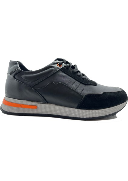 Sport Siyah Deri Erkek Sneaker Ayakkabı