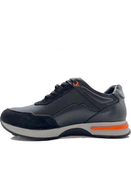 Sport Siyah Deri Erkek Sneaker Ayakkabı modelleri