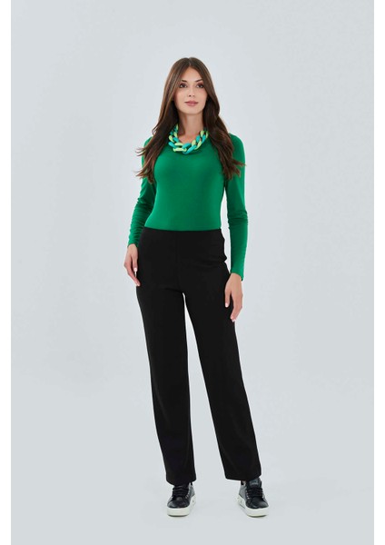 Tolga Saraçoğlu Minimalist Yüksek Bel Düz Kesim Midi Kadın Pantolon