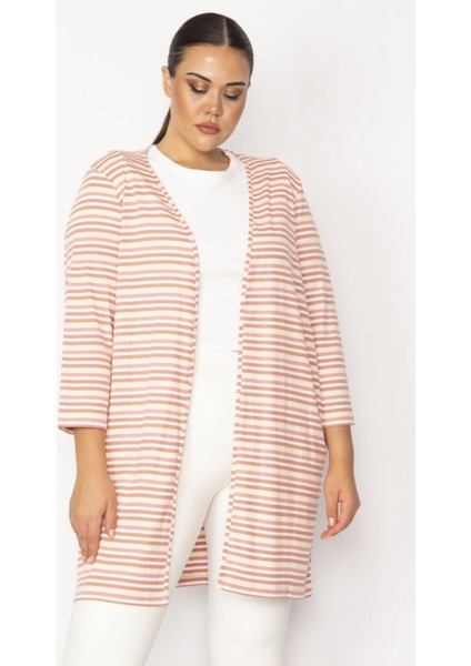 Kadın Haki Çizgili Viskon Hırka 65N28700