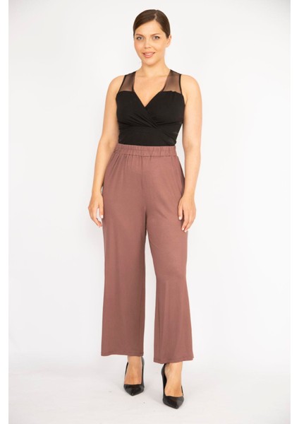 Kadın Sütlükahve Büyük Beden Yüksek Bel Eşofman Alt