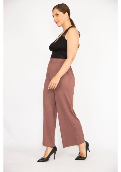 Kadın Sütlükahve Büyük Beden Yüksek Bel Eşofman Alt