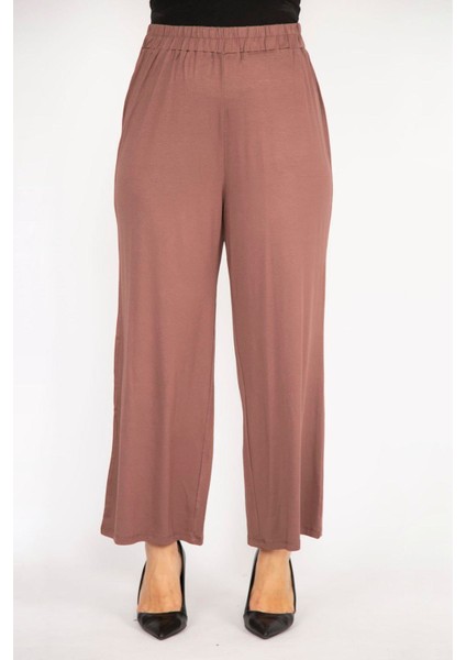 Kadın Sütlükahve Büyük Beden Yüksek Bel Eşofman Alt